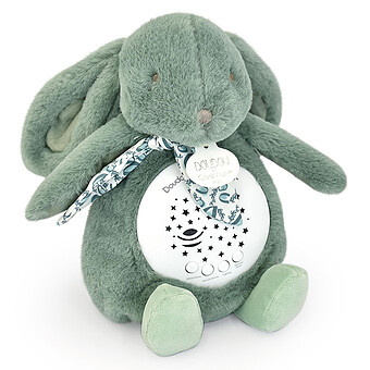 Peluche Lapin Veilleuse Musicale Projection d'Etoiles - Vert