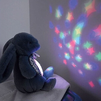 Peluche Lapin Veilleuse Musicale Projection d'Etoiles - Vert