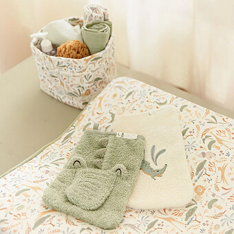 Lot de 2 Gants de Toilette Brodés - Crocodile Vert