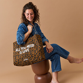 Cabas XL - All You Need Is Love Léopard