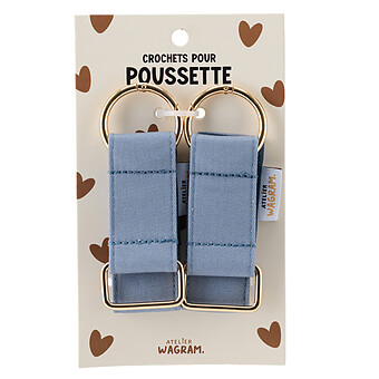 Crochets pour Poussette - Bleu Gris