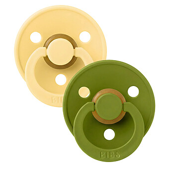 Lot de 2 Sucettes Rondes Colour Pale Butter & Wasabi - 6/18 Mois
