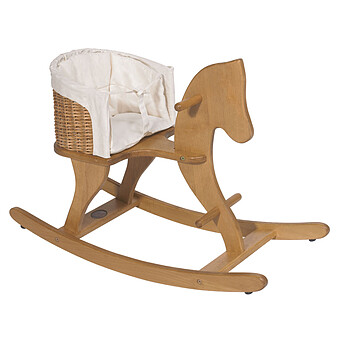 Cheval à Bascule en Hêtre avec Siège Osier Moulin Roty