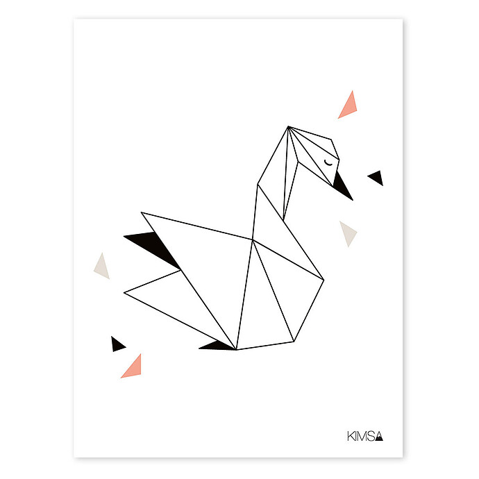 Origami Play - Affiche Géométrique Cygne Lilipinso