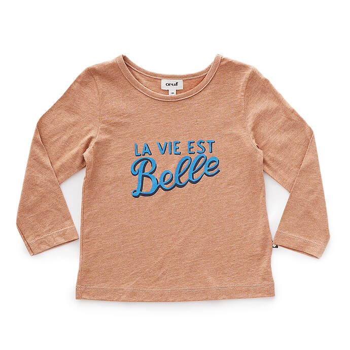 Tee-shirt La Vie Est Belle Marron - 12 Mois Oeuf NYC