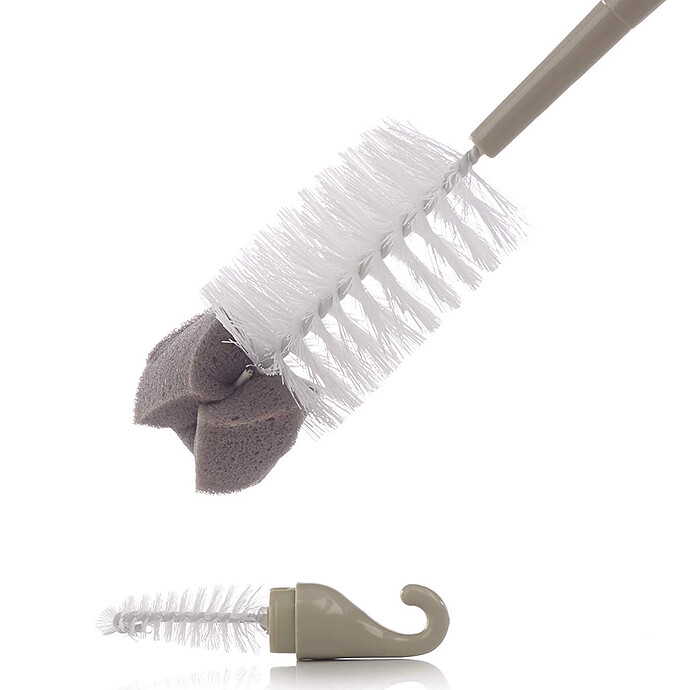 Goupillon Double Usage Brosse et Eponge - Beige Jané