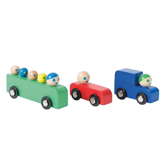 Assortiment de Voitures et Bus en Bois - Dans la Ville Moulin Roty