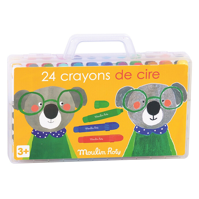 Boîte de 24 Crayons de Cire - Les Popipop Moulin Roty