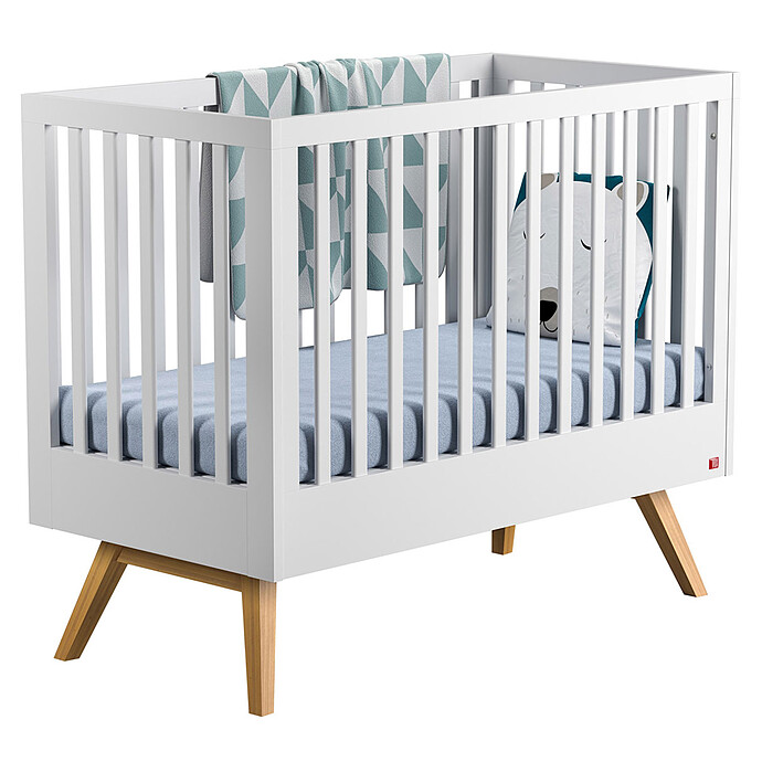 Lit Bébé Evolutif Nature Blanc - 70 x 140 cm Vox Meubles