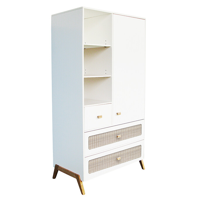 Armoire en Rotin 1 Porte Marelia - Neige Théo