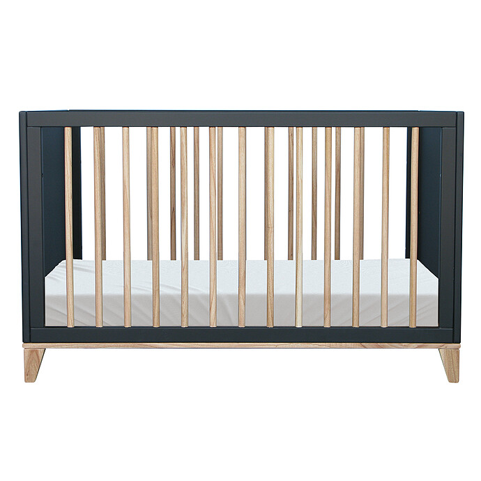 Lit Bébé Evolutif en Rotin Nami Onyx - 60 x 120 cm Théo