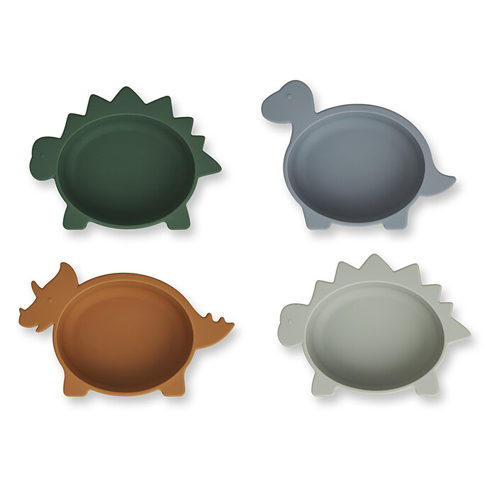 Lot de 4 Bols en Silicone Iggy - Dino Blue Multi Mix Liewood