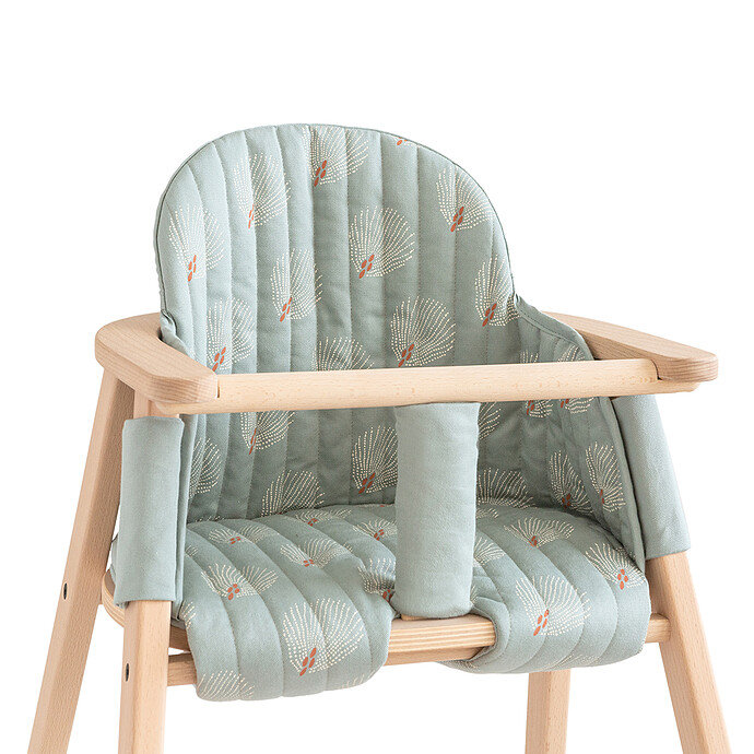 Coussin pour Chaise Haute Growing Green - White Gatsby & Antique Green Nobodinoz