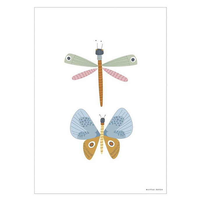 Affiche Réversible Wild Flowers Butterfly - 42 x 29,7 cm Little Dutch