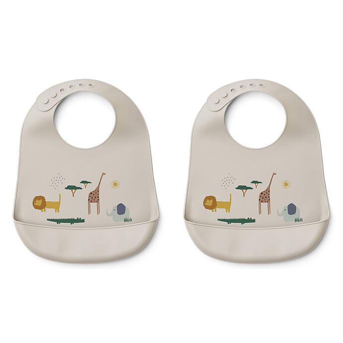 Lot de 2 Bavoirs Tilda - Safari Sandy Mix Liewood