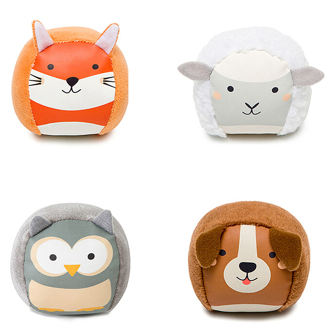 Set de 4 Balles Doudou Les Dooballs - Ferme Little Big Friends