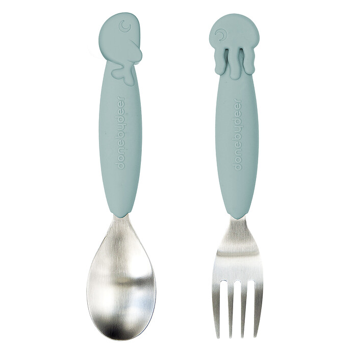 Lot de 2 Couverts Yummy Plus - Sea Friends Bleu Done by Deer