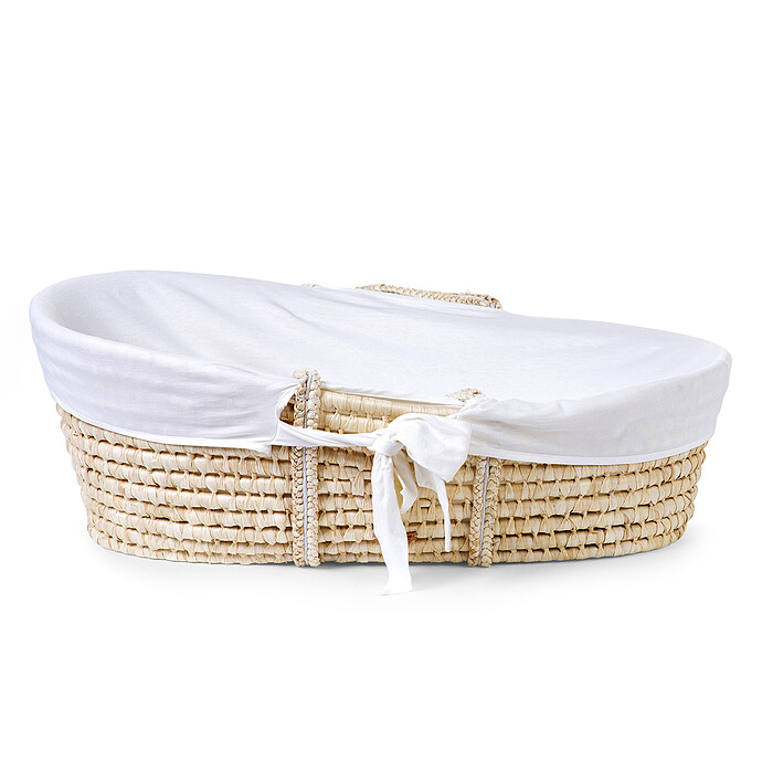 Panier Moise Matelas et Habillage - Jersey Ecru Childhome