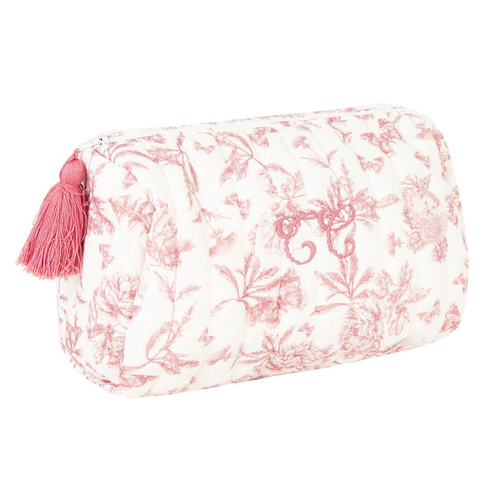 Trousse de Toilette - Toile de Jouy Rose Tartine et Chocolat