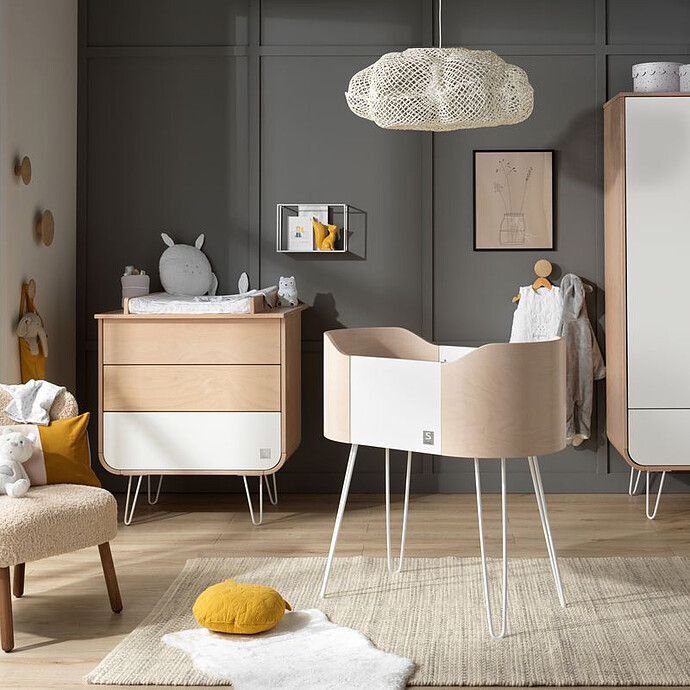 Achat Berceau Galopin - Bois et Blanc - Pieds Fils