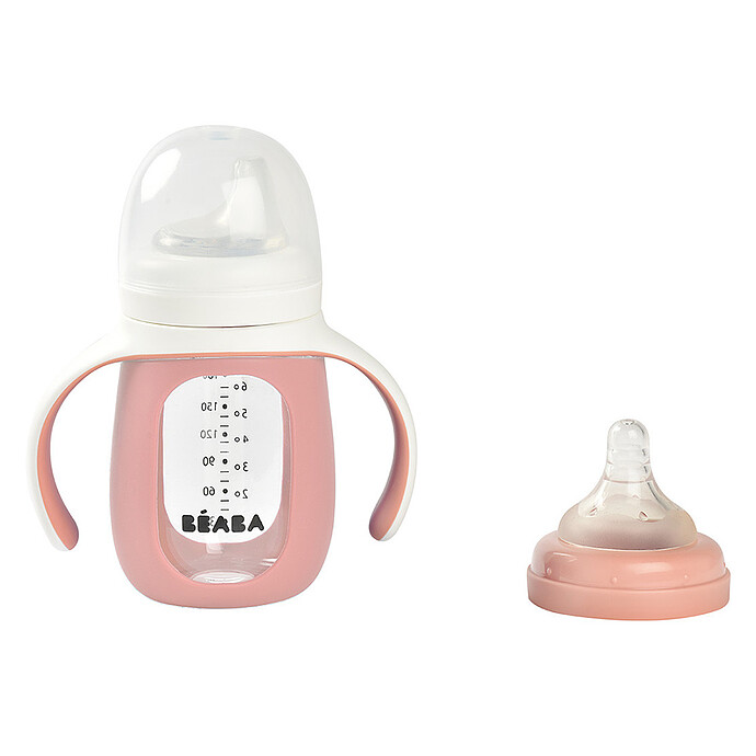 Achat Biberon Verre d'Apprentissage 2-en-1 Old Pink - 210 ml