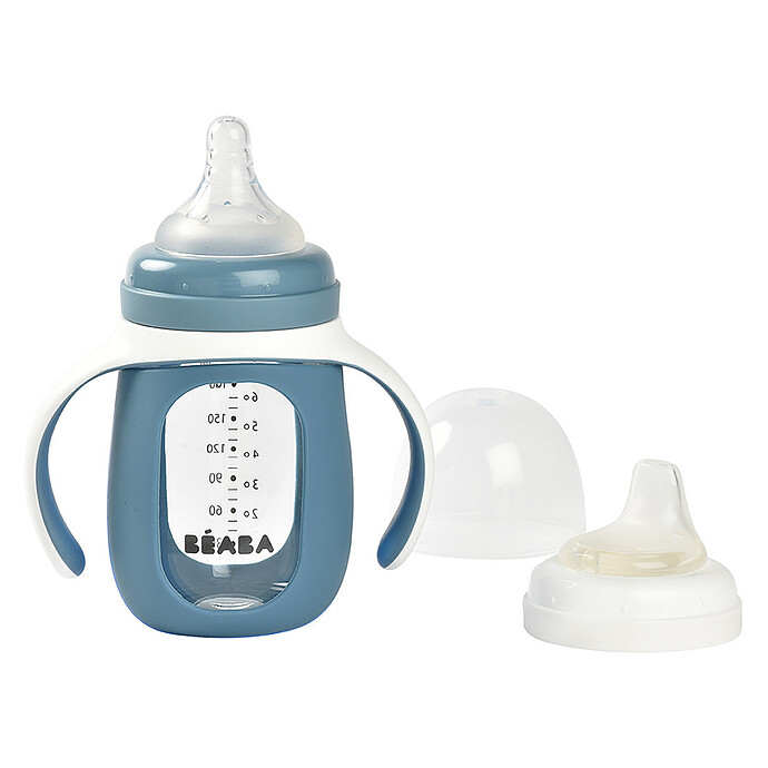 Biberon Verre d'Apprentissage 2-en-1 Windy Blue  - 210 ml BÉABA