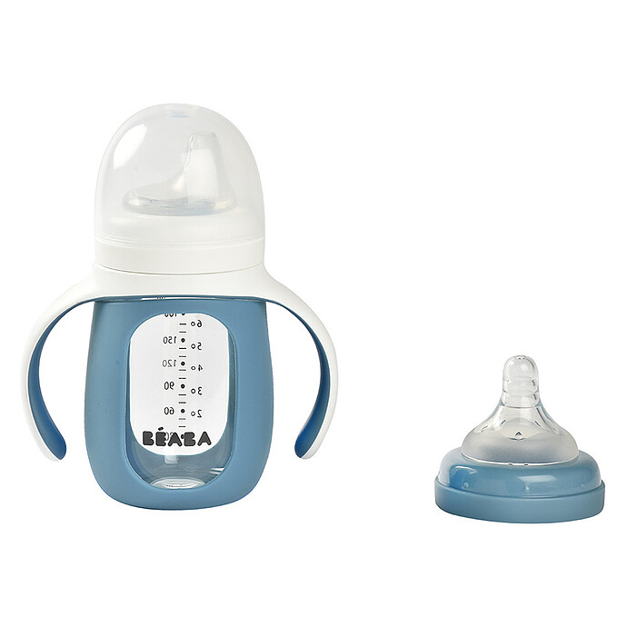 Achat Biberon Verre d'Apprentissage 2-en-1 Windy Blue  - 210 ml
