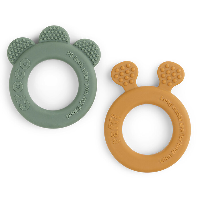 Lot de 2 Anneaux de Dentition Deer Friends - Vert et Moutarde Done by Deer