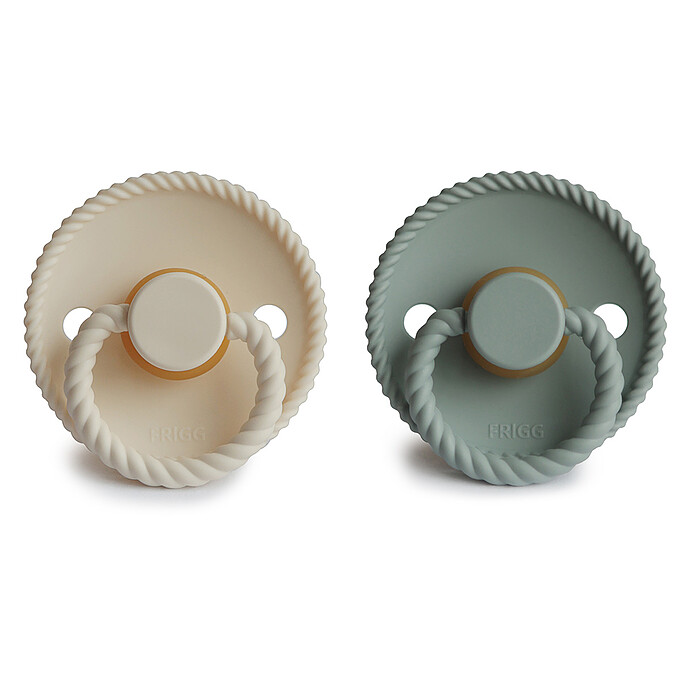 Lot de 2 Tétines Rope Caoutchouc Cream & Sage - 0/6 Mois Frigg