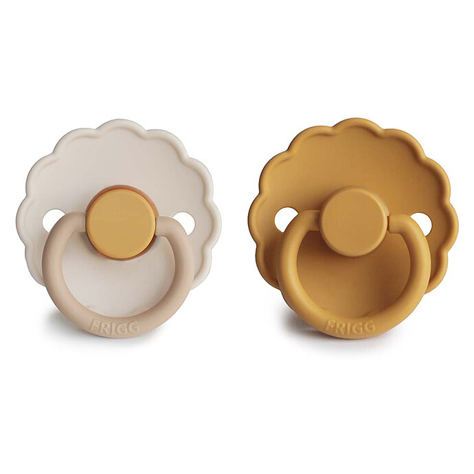 Lot de 2 Tétines Daisy Bloom Caoutchouc Chamomille & Honey Gold - 0/6 Mois Frigg