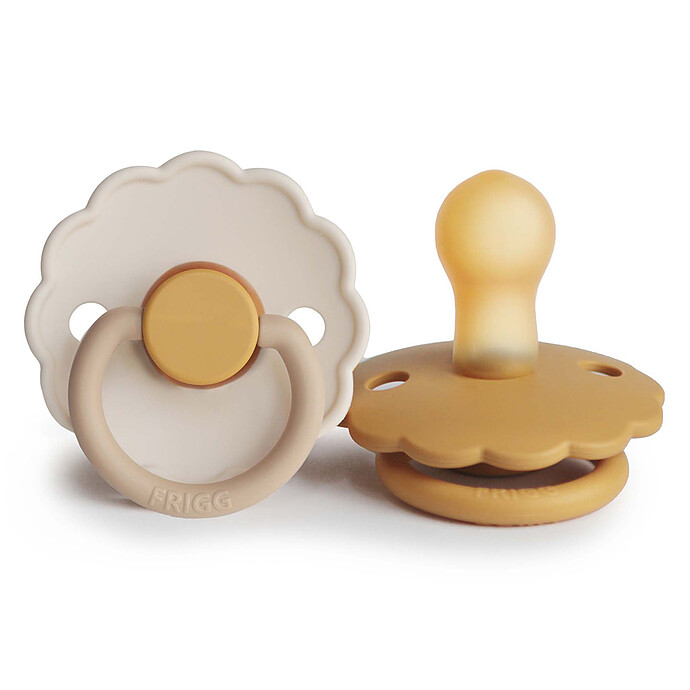Lot de 2 Tétines Daisy Bloom Caoutchouc Chamomille & Honey Gold - 0/6 Mois Frigg