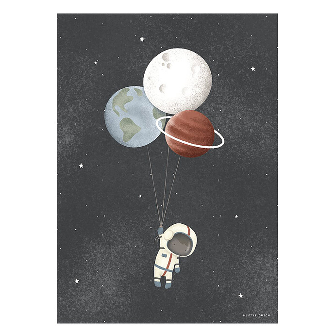 Affiche Réversible Space Blue - 42 x 29,7 cm Little Dutch