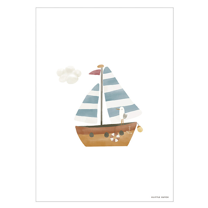 Affiche Réversible Sailors Bay Blue - 42 x 29,7 cm Little Dutch