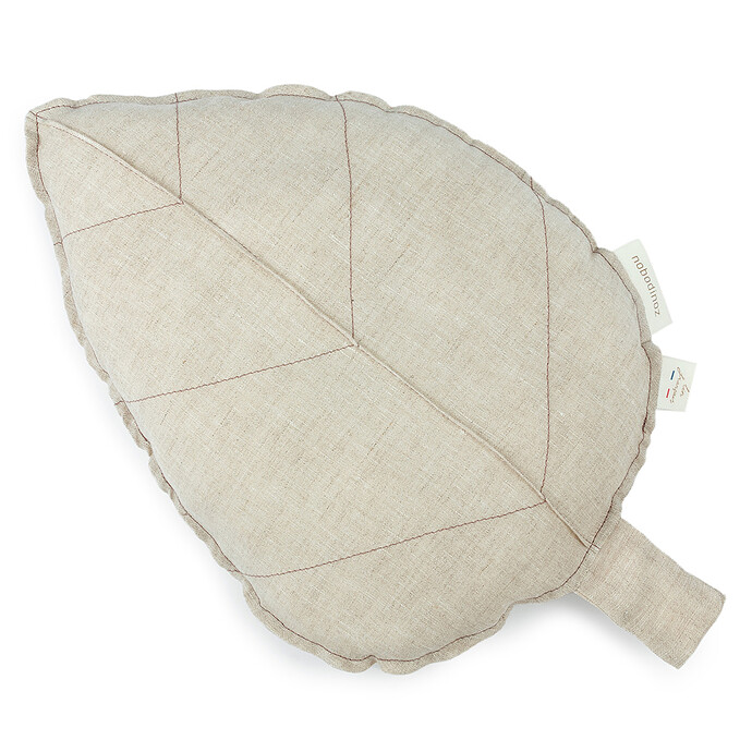 Coussin Feuille Lin Français - Greige Nobodinoz