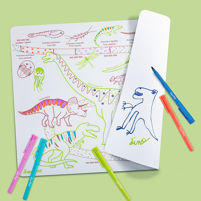 Achat Frise Chronologique L'Ere des Dinosaures à Colorier et son Feutre