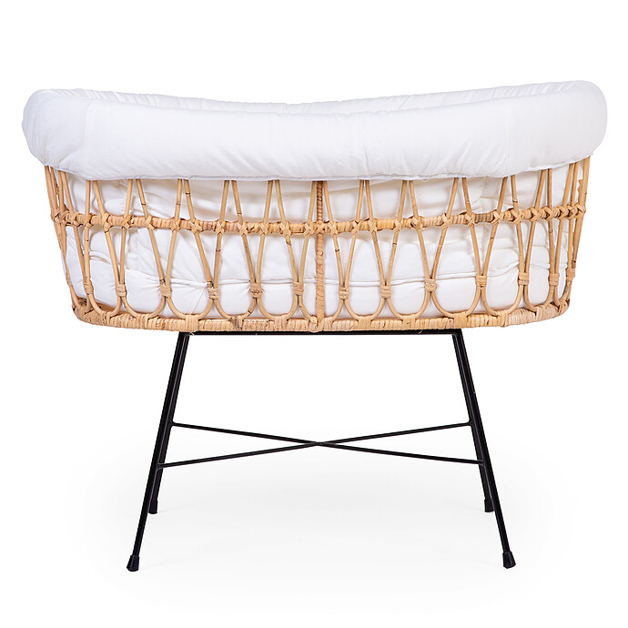 Berceau en Rotin Matelas et Habillage - Jersey Ecru Childhome