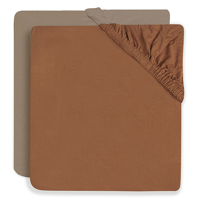 Lot de 2 Draps Housse Jersey Caramel & Biscuit - 60 x 120 cm Jollein