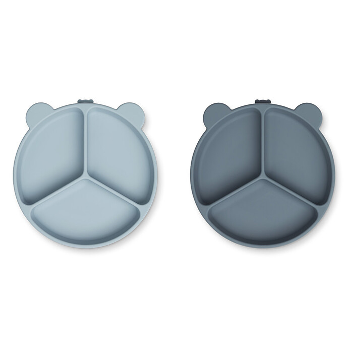 Lot de 2 Assiettes Compartimentées Stacy - Sea Blue Whale Blue Mix Liewood