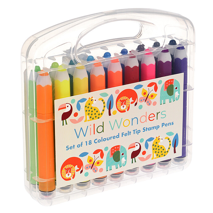 Lot de 18 Feutres à Tampons Wild Wonders Rex London