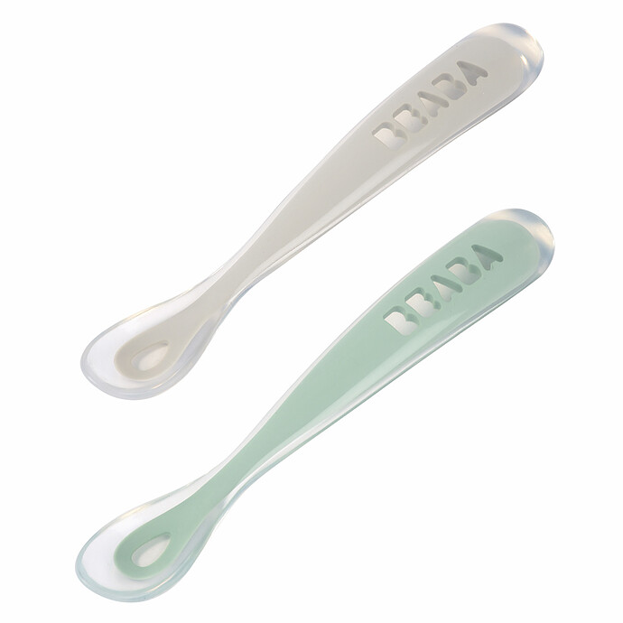 Lot de 2 Cuillères 1er Âge Silicone - Velvet Grey & Sage Green BÉABA