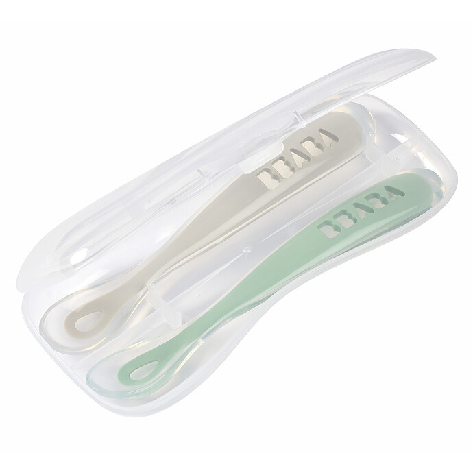 Lot de 2 Cuillères 1er Âge Silicone - Velvet Grey & Sage Green BÉABA
