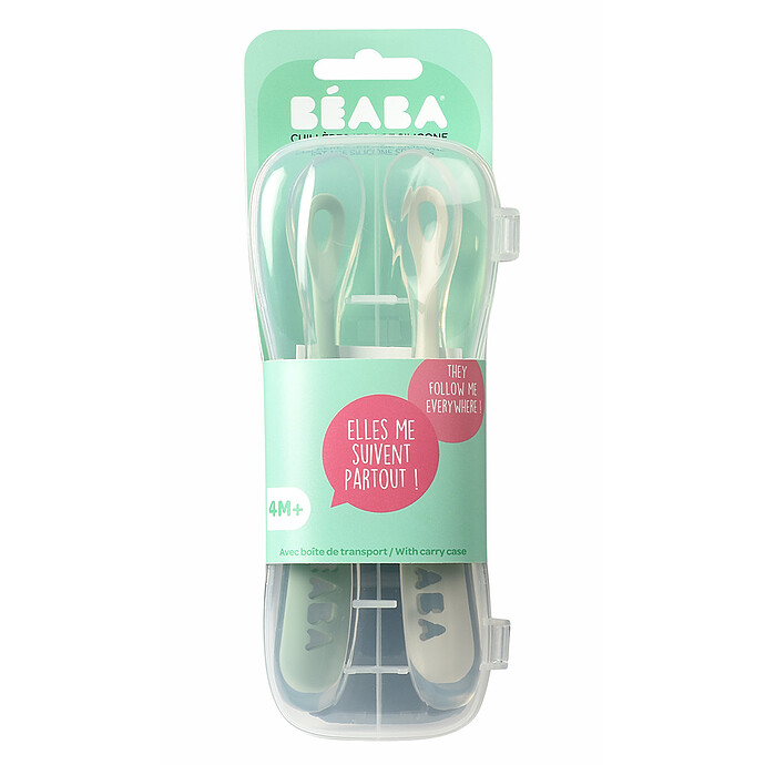 Achat Lot de 2 Cuillères 1er Âge Silicone - Velvet Grey & Sage Green