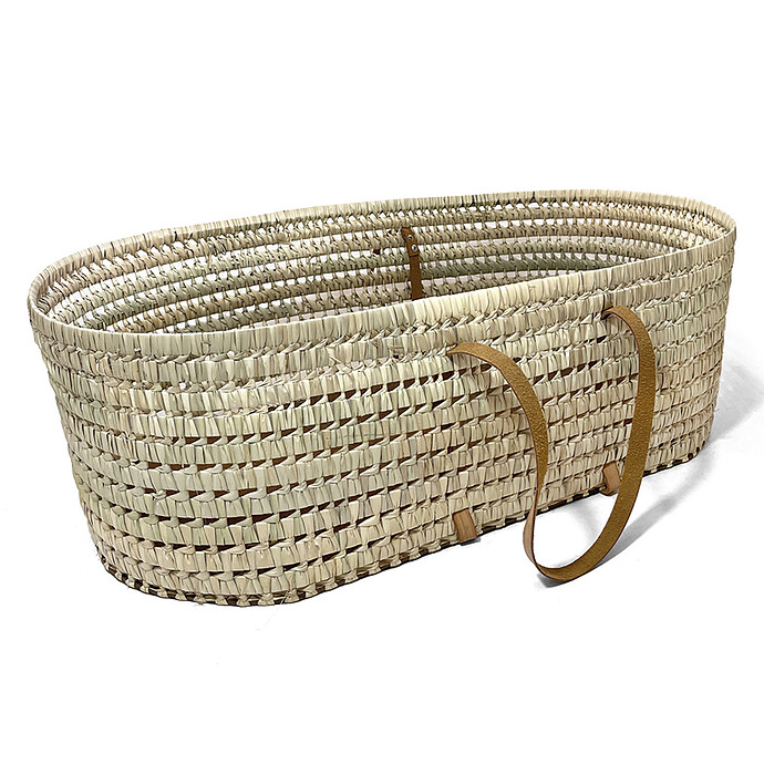 Couffin Anses Cuir et Matelas - Blanc Babyshower