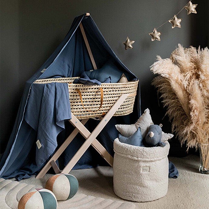 Couffin Anses Cuir et Matelas - Blanc Babyshower
