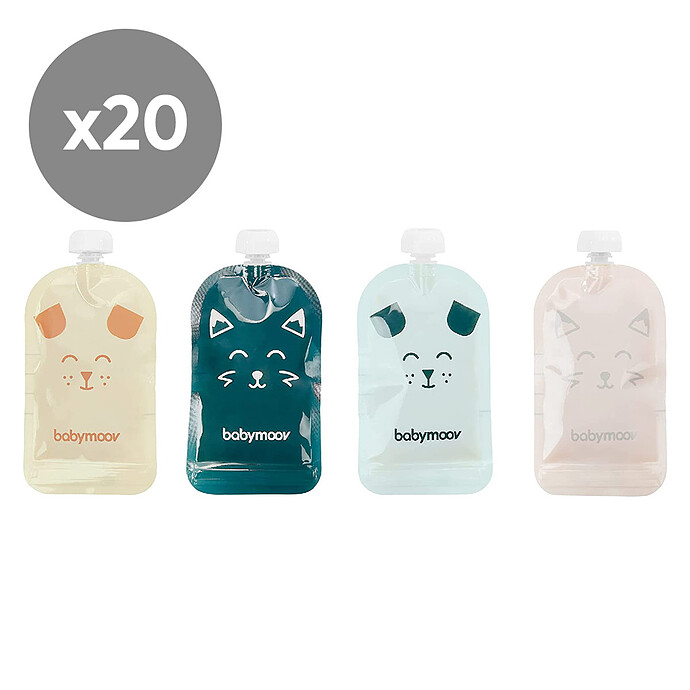 Lot de 20 Gourdes Réutilisables ISY POUCHES - 150 ml Babymoov