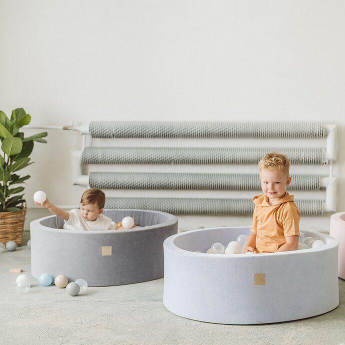 Piscine à Balles Ronde + 300 Balles RBG - Grise MeowBaby