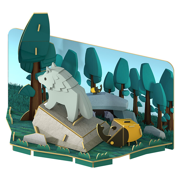 Loup et Habitat Half Forest Halftoys