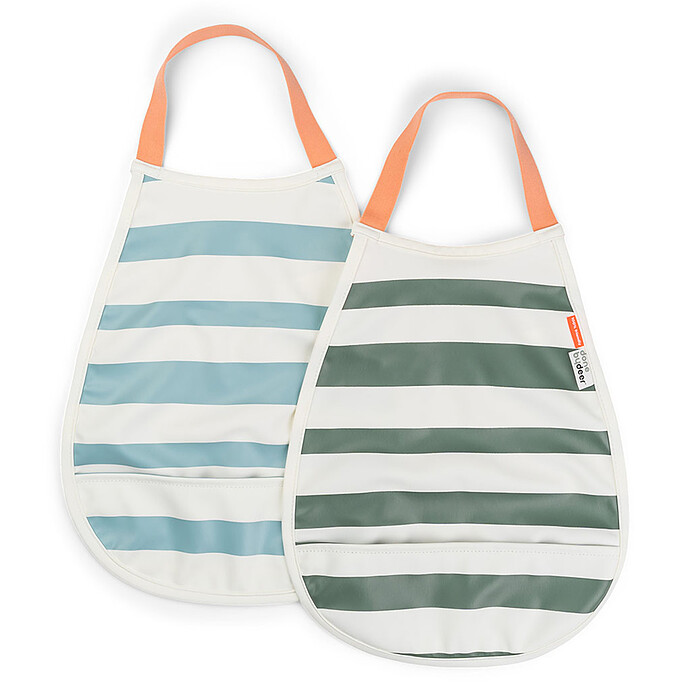 Lot de 2 Bavoirs Elastiques - Rayures Bleu et Vert Done by Deer