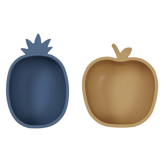 Lot de 2 Bols Ananas et Pomme - Yummy Blue & Light Rubber OYOY