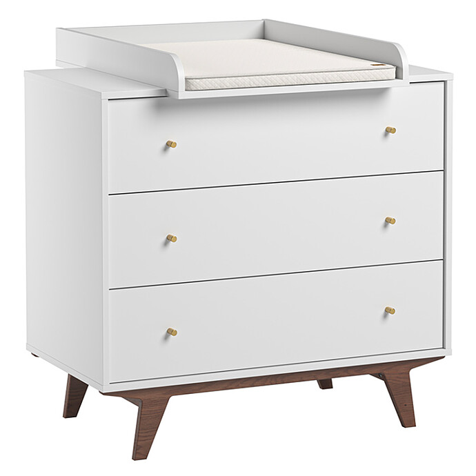 Commode et Plan à Langer Mid II - Noix et Blanc Vox Meubles